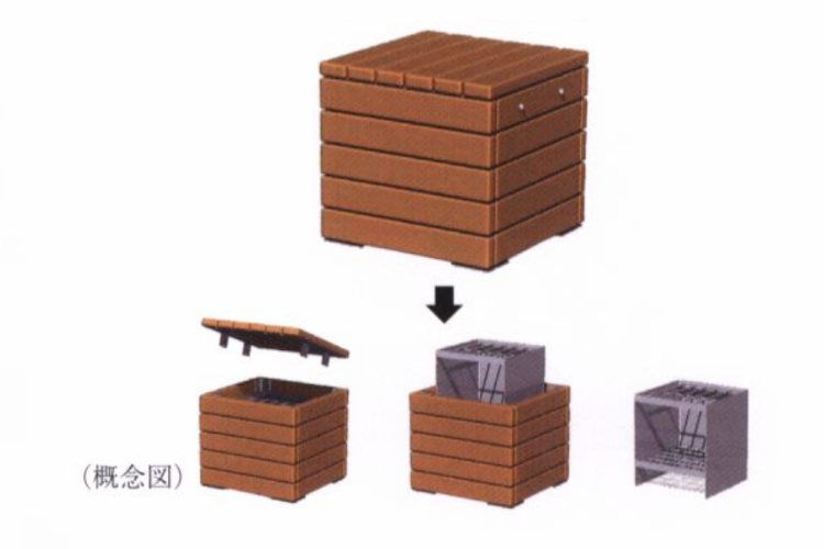 シティテラス川崎鈴木町ガーデンズ・グランドシーズンズのベンチ兼用非常用炊き出しかまど概念図
