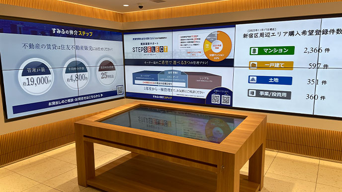 シティテラス川崎鈴木町ガーデンズ・グランドシーズンズの店頭パネル＆デジタルサイネージ